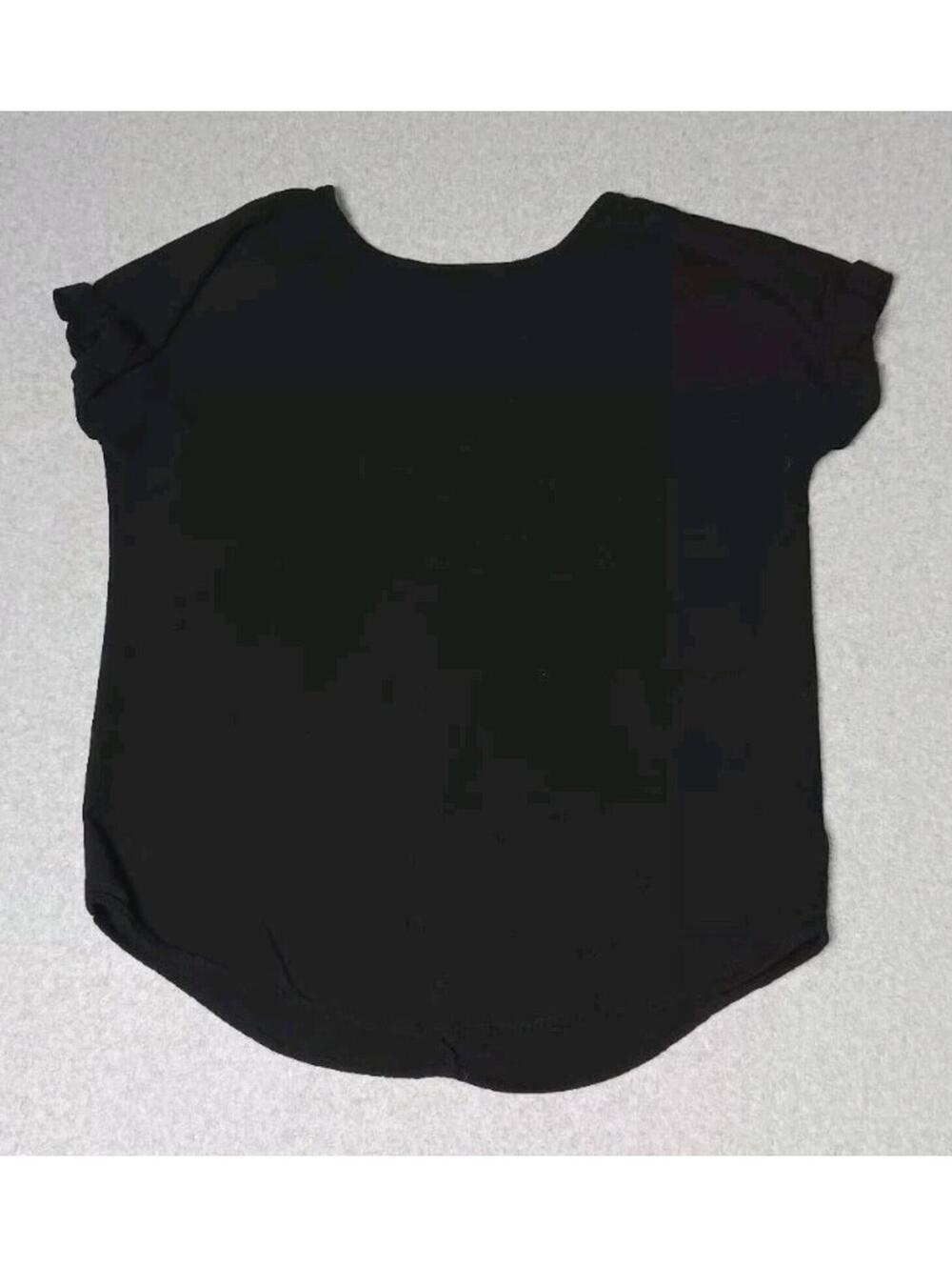 Rock & Republic Short Sleeve Blouse Womens Size Small Black Rolled Sleeves...